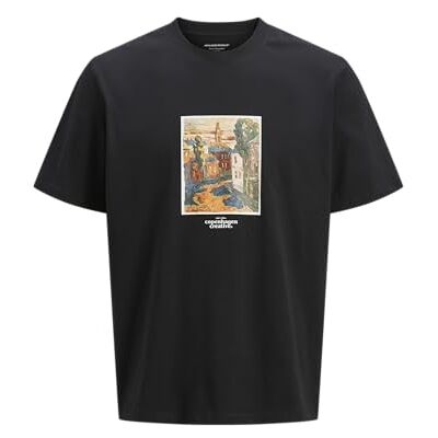 12273494-4706372 JACK & JONES Jorparos Graphic Front Tee Ss Crew męska koszulka, czarny, XL 12273494-4706372 JACK & JONES Jorparos Graphic Front Tee Ss Crew męska koszulka, czarny, XL