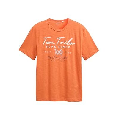 1046715 TOM TAILOR T-shirt męski z nadrukiem, 37755 Brick Orange, L 1046715 TOM TAILOR T-shirt męski z nadrukiem, 37755 Brick Orange, L