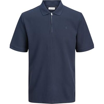 12284618-4847310 JACK & JONES Jjeaustin Zip Polo Ss Noos Pls Plus Size, granatowy blezer, 4XL 12284618-4847310 JACK & JONES Jjeaustin Zip Polo Ss Noos Pls Plus Size, granatowy blezer, 4XL