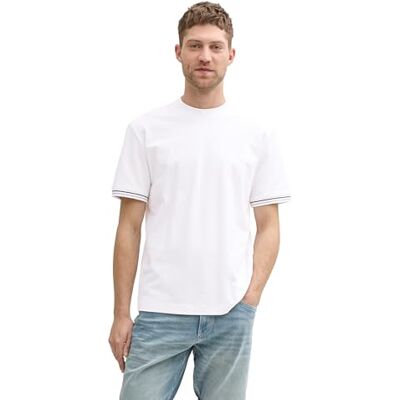1046883 TOM TAILOR Męski Basic T-shirt ze stretchem, 20000 – biały, L 1046883 TOM TAILOR Męski Basic T-shirt ze stretchem, 20000 – biały, L