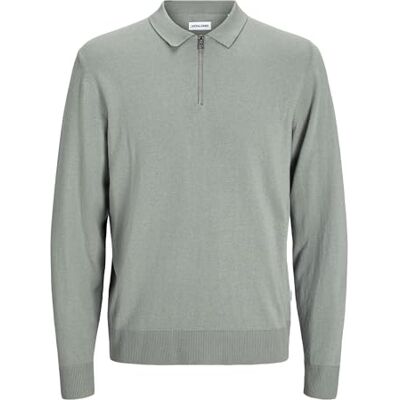 12268210 JACK & JONES Męski sweter z dzianiny Jjeemil Knit Polo Half Zip Ls Noos, Iceberg Green, S 12268210 JACK & JONES Męski sweter z dzianiny Jjeemil Knit Polo Half Zip Ls Noos, Iceberg Green, S