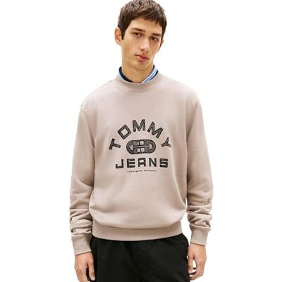 DM0DM22681PKEXS Tommy Jeans Męska bluza Tjm Reg Entry Gym Crew Ext DM0DM22681, szara (Limestone Dust), XS DM0DM22681PKEXS Tommy Jeans Męska bluza Tjm Reg Entry Gym Crew Ext DM0DM22681, szara (Limestone Dust), XS