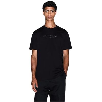 AF10361 Armani Exchange Men's Short Sleeve Front Milano-New York Logo Lettering T-Shirt, Black, S, czarny, S AF10361 Armani Exchange Men's Short Sleeve Front Milano-New York Logo Lettering T-Shirt, Black, S, czarny, S