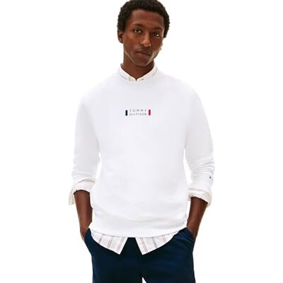 MW0MW41428 Tommy Hilfiger Brand Love Sweatshirt sweter sweter, biały (biały), M męski, Biały (biały), M MW0MW41428 Tommy Hilfiger Brand Love Sweatshirt sweter sweter, biały (biały), M męski, Biały (biały), M