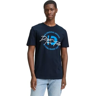 1046897 TOM TAILOR Denim Męski T-shirt z nadrukiem logo, 10302 – Dark Blue, S 1046897 TOM TAILOR Denim Męski T-shirt z nadrukiem logo, 10302 – Dark Blue, S