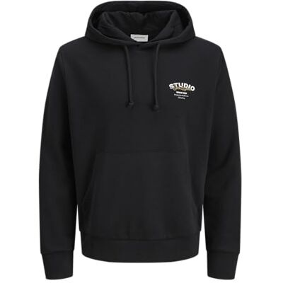 12278611-4820204 JACK & JONES Jjyuki Sweat Hood Bf męska bluza z kapturem, czarny, XL 12278611-4820204 JACK & JONES Jjyuki Sweat Hood Bf męska bluza z kapturem, czarny, XL