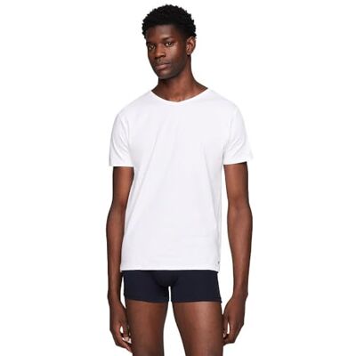 UM0UM03137 Tommy Hilfiger Męska koszulka z krótkim rękawem, 3-pak, ze stretchem, dekolt w serek, Biały (biały/biały), XL UM0UM03137 Tommy Hilfiger Męska koszulka z krótkim rękawem, 3-pak, ze stretchem, dekolt w serek, Biały (biały/biały), XL
