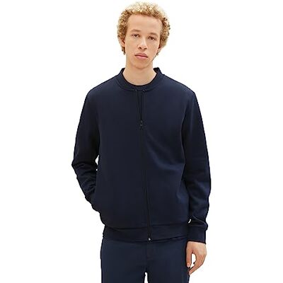 1038818 Męska kurtka typu bomber z dresu TOM TAILOR, 10668-niebieski kapitan nieba, XL 1038818 Męska kurtka typu bomber z dresu TOM TAILOR, 10668-niebieski kapitan nieba, XL