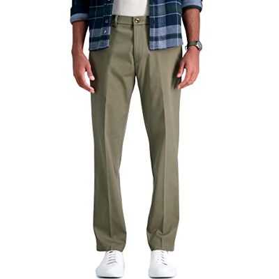 HC71000 Haggar Men's Iron Free Premium Khaki Straight Fit Flat Front Flex Waist Casual Pant, Toast, 38x29 HC71000 Haggar Men's Iron Free Premium Khaki Straight Fit Flat Front Flex Waist Casual Pant, Toast, 38x29