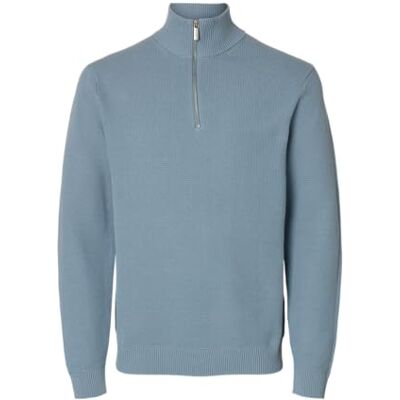 16092601-4884147 SELECTED MEN Slhdane Ls Knit Structure Half Zip Noos, Dusty Blue, XL 16092601-4884147 SELECTED MEN Slhdane Ls Knit Structure Half Zip Noos, Dusty Blue, XL