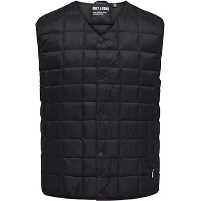 22035564-4842860 ONLY & SONS Onsgavin Life Light Quilted Snap Vest, Phantom, S 22035564-4842860 ONLY & SONS Onsgavin Life Light Quilted Snap Vest, Phantom, S