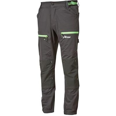 FU267RL U-Power Don't Worry... BE Happy! Męskie spodnie robocze z elastycznej tkaniny z kieszeniami, krój Jogging Horizon Asphalt Grey/Green Casual, Szary/zielony, M FU267RL U-Power Don't Worry... BE Happy! Męskie spodnie robocze z elastycznej tkaniny z kieszeniami, krój Jogging Horizon Asphalt Grey/Green Casual, Szary/zielony, M