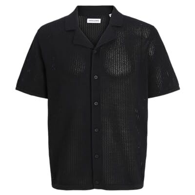 12293345-4954618 JACK & JONES Jjejerry Knit Resort Ss Sn, czarny, S 12293345-4954618 JACK & JONES Jjejerry Knit Resort Ss Sn, czarny, S