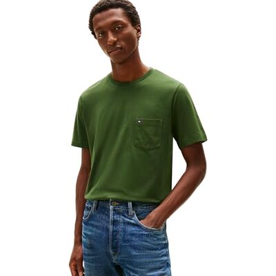 MW0MW37283 Tommy Hilfiger Męska koszulka Essential Solid Pocket TEE S/S, zielona, XL, Zielony (Mountain Pine), XL MW0MW37283 Tommy Hilfiger Męska koszulka Essential Solid Pocket TEE S/S, zielona, XL, Zielony (Mountain Pine), XL