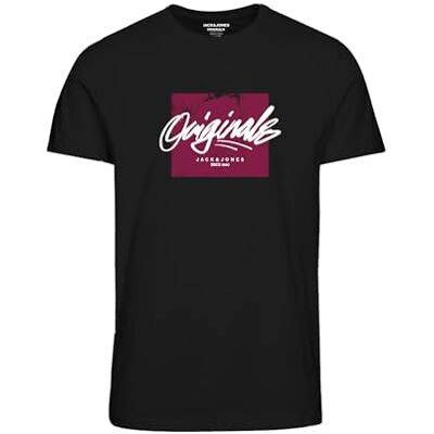 12245193-4333710 Jack & Jones męski T-shirt z okrągłym dekoltem JORSERGEY Regular Fit S M L XL XXL Cotton, czarny, L 12245193-4333710 Jack & Jones męski T-shirt z okrągłym dekoltem JORSERGEY Regular Fit S M L XL XXL Cotton, czarny, L