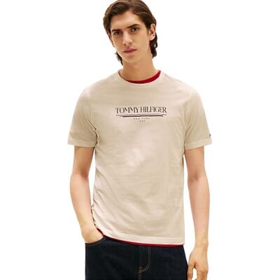 MW0MW40324 Tommy Hilfiger Koszulka męska S/S, Beżowy (papier gazetowy), XS MW0MW40324 Tommy Hilfiger Koszulka męska S/S, Beżowy (papier gazetowy), XS