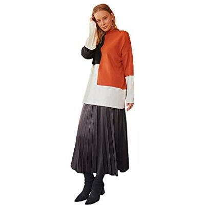 TCTAW22AK0054 Trendyol Sweter szary, Brązowy, S TCTAW22AK0054 Trendyol Sweter szary, Brązowy, S