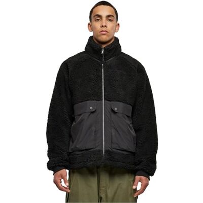 TB6329 Urban Classics Raglan Sherpa kurtka męska, czarny/czarny, S TB6329 Urban Classics Raglan Sherpa kurtka męska, czarny/czarny, S