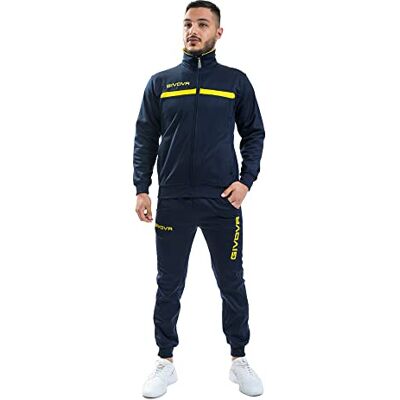TT012 Givova Męski garnitur Givova Eins Full Zip Sportoutfit, niebieski/żółty, S EU TT012 Givova Męski garnitur Givova Eins Full Zip Sportoutfit, niebieski/żółty, S EU