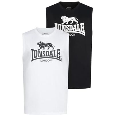 117741 Lonsdale Męski T-shirt bez rękawów, normalny krój, dwupak ROLLESTON, czarny/biały, 3XL, czarny/biały, 3xl 117741 Lonsdale Męski T-shirt bez rękawów, normalny krój, dwupak ROLLESTON, czarny/biały, 3XL, czarny/biały, 3xl