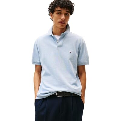 MW32348-422 Tommy Hilfiger Męska koszulka polo z krótkim rękawem o klasycznym kroju ze stretchem i organiczną bawełną, z krótkim rękawem, klasyczny krój, ze stretchem i bio-piqué bawełną, Heathered Blue Bros, XL MW32348-422 Tommy Hilfiger Męska koszulka polo z krótkim rękawem o klasycznym kroju ze stretchem i organiczną bawełną, z krótkim rękawem, klasyczny krój, ze stretchem i bio-piqué bawełną, Heathered Blue Bros, XL