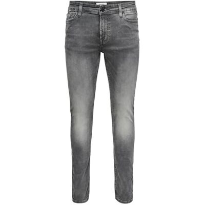 22017103 ONLY & SONS ONSLoom Slim Fit dżinsy męskie slim fit Slim Zip Sweat Grey, szary denim, 34 22017103 ONLY & SONS ONSLoom Slim Fit dżinsy męskie slim fit Slim Zip Sweat Grey, szary denim, 34