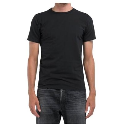 M6947 .000.23352P Replay Męski Basic T-shirt Regular Slim Fit, 098 BLACK, XS M6947 .000.23352P Replay Męski Basic T-shirt Regular Slim Fit, 098 BLACK, XS