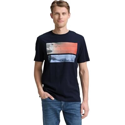 1046792 TOM TAILOR T-shirt męski, 10668 Sky Captain Blue, XS 1046792 TOM TAILOR T-shirt męski, 10668 Sky Captain Blue, XS