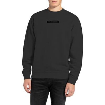 M6970 .000.22890CS Replay Męska bluza regular fit z okrągłym dekoltem, 098 BLACK, XXL M6970 .000.22890CS Replay Męska bluza regular fit z okrągłym dekoltem, 098 BLACK, XXL