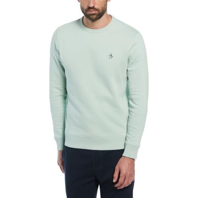 OPKS4712-330 Original Penguin Bluza męska, naklejka Pete Bluza polarowa z bawełny organicznej, okrągły dekolt, zielony (Silt Green), XS, Zielony muł, XS OPKS4712-330 Original Penguin Bluza męska, naklejka Pete Bluza polarowa z bawełny organicznej, okrągły dekolt, zielony (Silt Green), XS, Zielony muł, XS