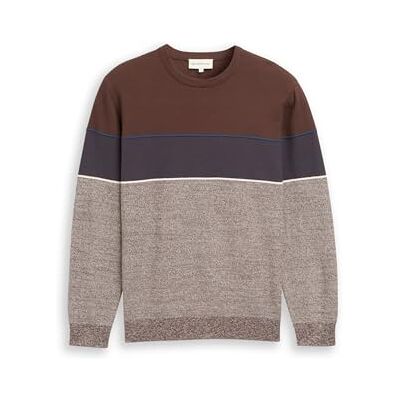 1048772 TOM TAILOR Sweter męski, 39274 Brązowy, niebieski, biały pasek, XXL 1048772 TOM TAILOR Sweter męski, 39274 Brązowy, niebieski, biały pasek, XXL