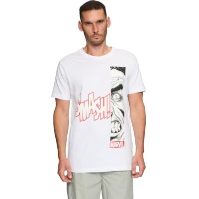 MC850 Merchcode Męski T-shirt Angry Hulk Tee, Regular Fit, bawełna 100%, XS, biały, XS MC850 Merchcode Męski T-shirt Angry Hulk Tee, Regular Fit, bawełna 100%, XS, biały, XS