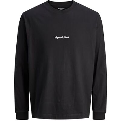 12288193-4890691 JACK & JONES Jornorrebro Emb Tee Ls Crew Neck N Pls Plus Size, czarny, 4XL 12288193-4890691 JACK & JONES Jornorrebro Emb Tee Ls Crew Neck N Pls Plus Size, czarny, 4XL