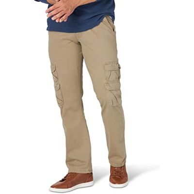 ZM6BLBH Wrangler Authentics Męskie spodnie cargo z Twill Relaxed Fit (Logan), luźne spodnie, Brytyjskie khaki, 36W / 32L ZM6BLBH Wrangler Authentics Męskie spodnie cargo z Twill Relaxed Fit (Logan), luźne spodnie, Brytyjskie khaki, 36W / 32L