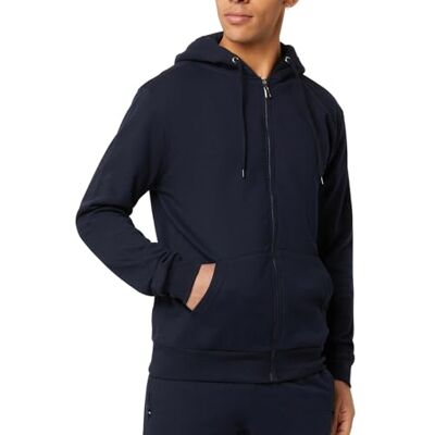 Mens Plain Zipped Hoodie-12 Fm London Mężczyźni Hyfresh Zipped Bluza z Kapturem, Granatowy, XL Mens Plain Zipped Hoodie-12 Fm London Mężczyźni Hyfresh Zipped Bluza z Kapturem, Granatowy, XL