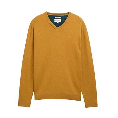 1039811 TOM TAILOR Męski sweter basic z dekoltem w serek z bawełny, 36292 Mustard Melange, S 1039811 TOM TAILOR Męski sweter basic z dekoltem w serek z bawełny, 36292 Mustard Melange, S