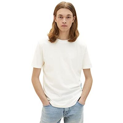 1036963 TOM TAILOR Denim T-shirt z nadrukiem logo Mężczyźni, 12906 Wool White, S 1036963 TOM TAILOR Denim T-shirt z nadrukiem logo Mężczyźni, 12906 Wool White, S