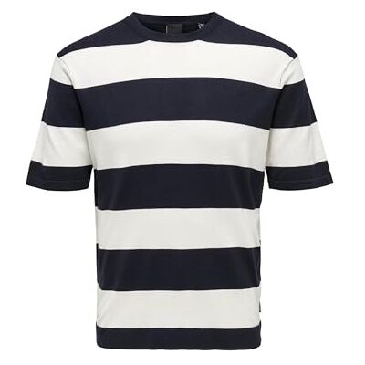 22022927 Name IT Onswyler Life Reg 14 SS Stripe Knit męski, granatowy, XS 22022927 Name IT Onswyler Life Reg 14 SS Stripe Knit męski, granatowy, XS