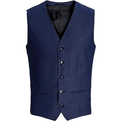 12141110 JACK & JONES Męska kamizelka JPRSOLARIS Slim Fit kamizelka do garnituru, granatowy, 50 12141110 JACK & JONES Męska kamizelka JPRSOLARIS Slim Fit kamizelka do garnituru, granatowy, 50