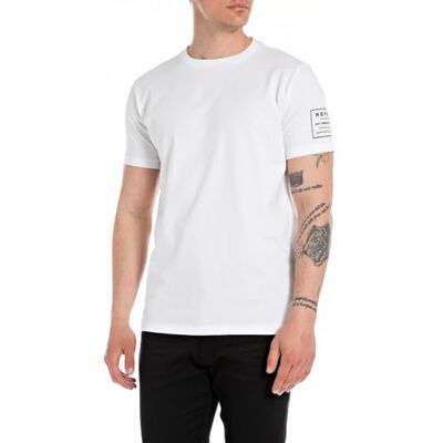 M6651 .000.23608P Replay Męski T-shirt z krótkim rękawem, krój regular slim fit, 801 Chalk, XS M6651 .000.23608P Replay Męski T-shirt z krótkim rękawem, krój regular slim fit, 801 Chalk, XS