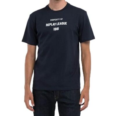 M6925 .000.23608P Replay Męski T-shirt Regular Fit, 067 Night Blue, XS M6925 .000.23608P Replay Męski T-shirt Regular Fit, 067 Night Blue, XS