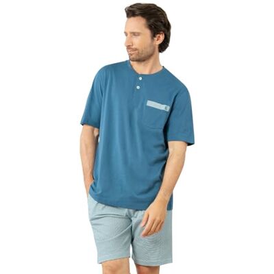 LP94 2536 Eminence Casualowa męska krótka piżama 100% bawełniana koszulka o długiej żywotności Koszulka z krótkim rękawem z dekoltem w kształcie litery T + spodenki z 2 kieszeniami etykieta Oeko-Tex® LP94 2536 Eminence Casualowa męska krótka piżama 100% bawełniana koszulka o długiej żywotności Koszulka z krótkim rękawem z dekoltem w kształcie litery T + spodenki z 2 kieszeniami etykieta Oeko-Tex®
