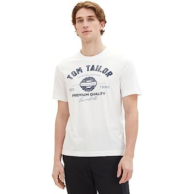 1037735 T-shirt męski TOM TAILOR z nadrukiem logo wykonany z bawełny, 20000-Biały, M 1037735 T-shirt męski TOM TAILOR z nadrukiem logo wykonany z bawełny, 20000-Biały, M
