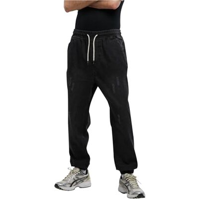 TB7296-00709 Urban Classics Męskie spodnie jeansowe Jogg Denim, luźne męskie spodnie do biegania, zwężane wzornictwo, krój slim fit, Black washed, 3XL TB7296-00709 Urban Classics Męskie spodnie jeansowe Jogg Denim, luźne męskie spodnie do biegania, zwężane wzornictwo, krój slim fit, Black washed, 3XL