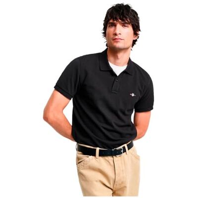 2220 GANT Męska koszulka polo Slim Shield Ss Pique, czarny, M 2220 GANT Męska koszulka polo Slim Shield Ss Pique, czarny, M
