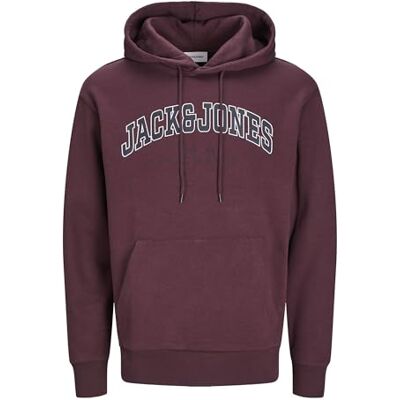 12256521 Jack & Jones JJECALEB Varsity Sweat Hood Noos, Vineyard Wine, XS 12256521 Jack & Jones JJECALEB Varsity Sweat Hood Noos, Vineyard Wine, XS
