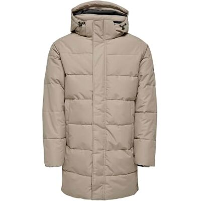 22020156 ONLY & SONS Onscarl Life Long Quilted Coat OTW kurtka pikowana, Desert Taupe, XL 22020156 ONLY & SONS Onscarl Life Long Quilted Coat OTW kurtka pikowana, Desert Taupe, XL