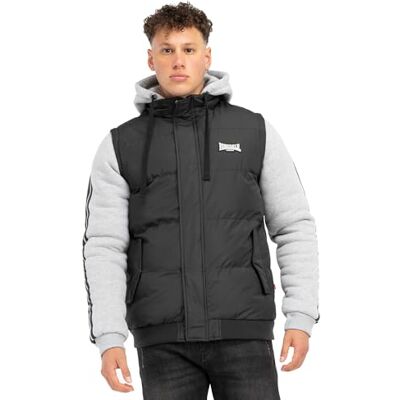 117630 Lonsdale M?ska kurtka z kapturem, normalny krój DOWPOT, Black/Marl Grey/White, S 117630 Lonsdale M?ska kurtka z kapturem, normalny krój DOWPOT, Black/Marl Grey/White, S
