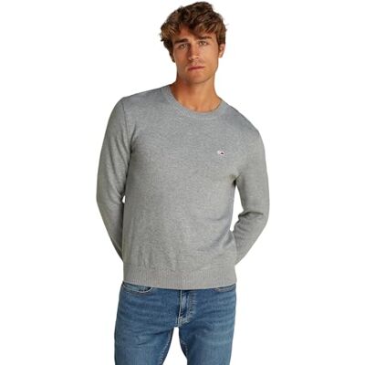 DM0DM18895 Tommy Jeans Męski sweter TJM Slim Essential Light Sweter, szary, 3XL, Szary (szary Htr), 3XL DM0DM18895 Tommy Jeans Męski sweter TJM Slim Essential Light Sweter, szary, 3XL, Szary (szary Htr), 3XL
