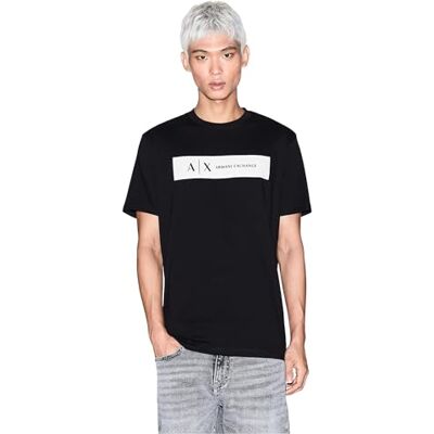 XM001425 Armani Exchange Koszulka męska z krótkim rękawem z logo Contrast, czarny, S XM001425 Armani Exchange Koszulka męska z krótkim rękawem z logo Contrast, czarny, S
